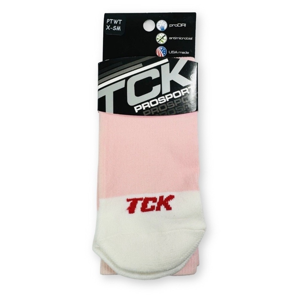 TCK ProSport Pink White Athletic Socks Youth XS PTWT-XS Antimicrobial USA Made